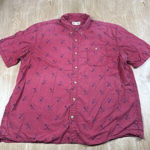 Duluth Trading Co Men's Red Grilling BBQ Short Sleeve Button Down Shirt Size 2XL